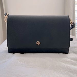 Tory Burch Emerson Combo Crossbody Black Saffiano Purse Bag